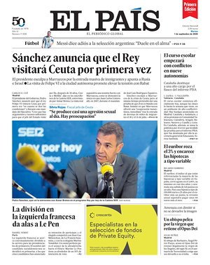 Prima pagina EL PAIS primera edicion di oggi - Quotidiano estero