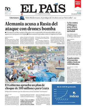 Prima pagina EL PAIS primera edicion di oggi - Quotidiano estero