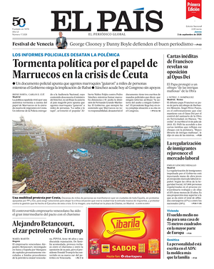 Prima pagina EL PAIS primera edicion di oggi - Quotidiano estero