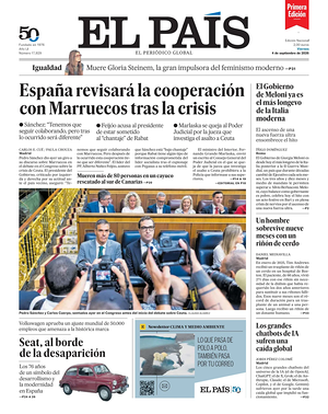 Prima pagina EL PAIS primera edicion di oggi - Quotidiano estero