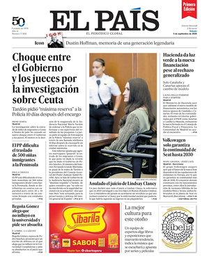 Prima pagina EL PAIS primera edicion di oggi - Quotidiano estero
