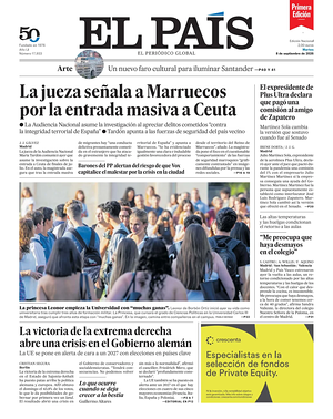 Prima pagina EL PAIS primera edicion di oggi - Quotidiano estero