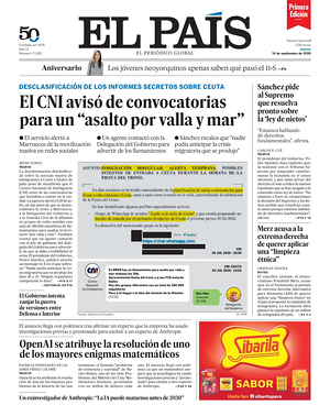 Prima pagina EL PAIS primera edicion di oggi - Quotidiano estero