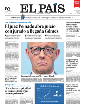 Prima pagina EL PAIS primera edicion di oggi - Quotidiano estero