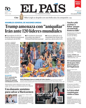 Prima pagina EL PAIS primera edicion di oggi - Quotidiano estero