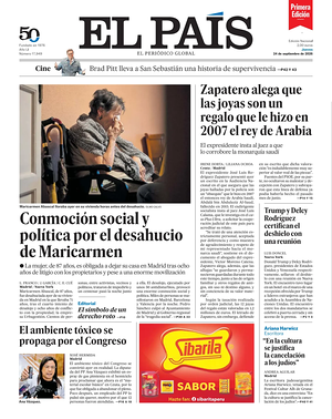 Prima pagina EL PAIS primera edicion di oggi - Quotidiano estero