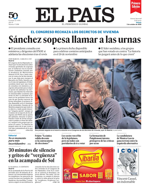 Prima pagina EL PAIS primera edicion di oggi - Quotidiano estero