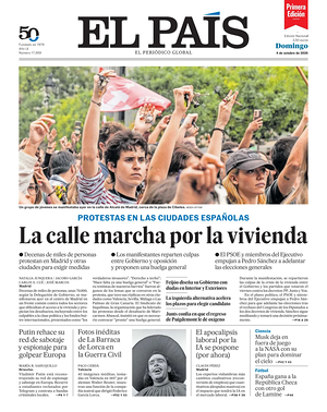 Prima pagina EL PAIS primera edicion di oggi - Quotidiano estero