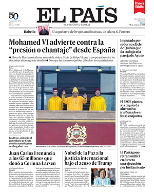 Prima pagina EL PAIS primera edicion di oggi - Quotidiano estero