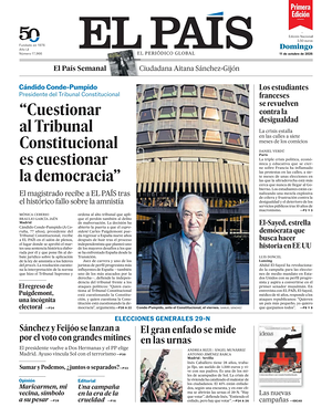 Prima pagina EL PAIS primera edicion di oggi - Quotidiano estero
