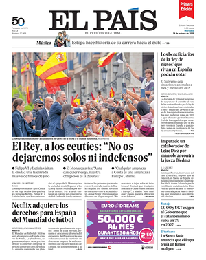 Prima pagina EL PAIS primera edicion di oggi - Quotidiano estero