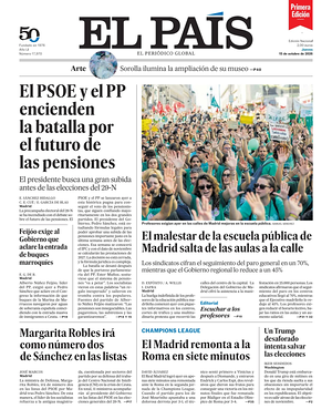 Prima pagina EL PAIS primera edicion di oggi - Quotidiano estero