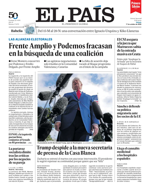 Prima pagina EL PAIS primera edicion di oggi - Quotidiano estero