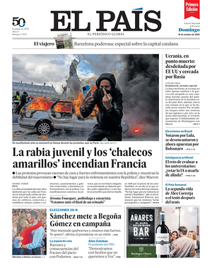 Prima pagina EL PAIS primera edicion di oggi - Quotidiano estero