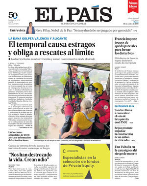 Prima pagina EL PAIS primera edicion di oggi - Quotidiano estero