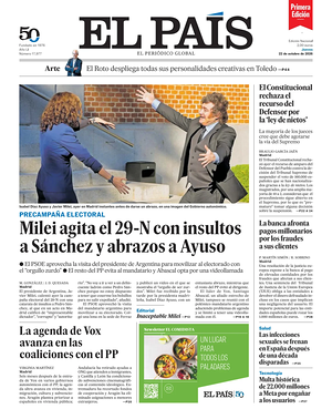 Prima pagina EL PAIS primera edicion di oggi - Quotidiano estero