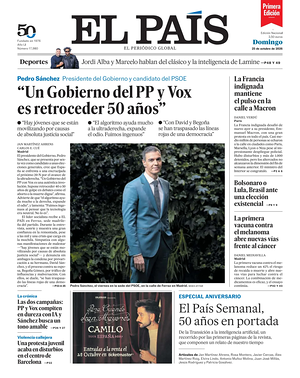 Prima pagina EL PAIS primera edicion di oggi - Quotidiano estero
