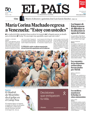 Prima pagina EL PAIS primera edicion di oggi - Quotidiano estero