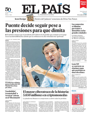Prima pagina EL PAIS primera edicion di oggi - Quotidiano estero
