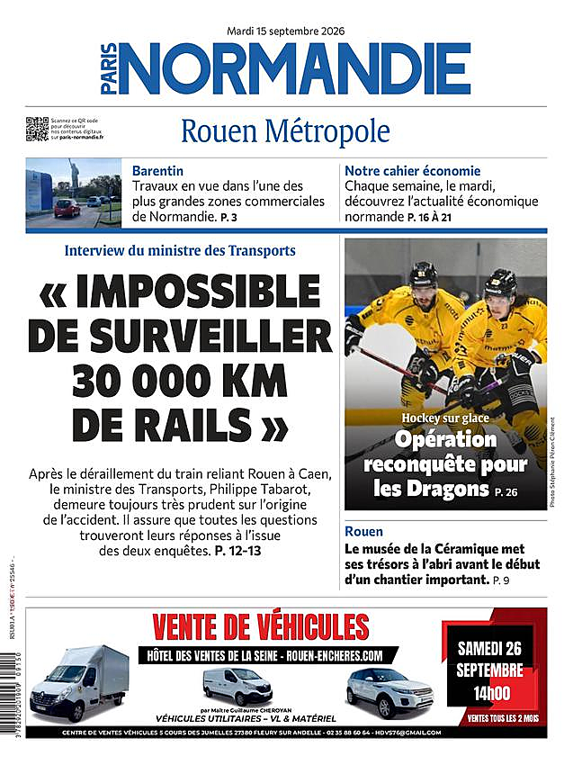 Une de Paris Normandie du jour - Presse 15 septembre 2026