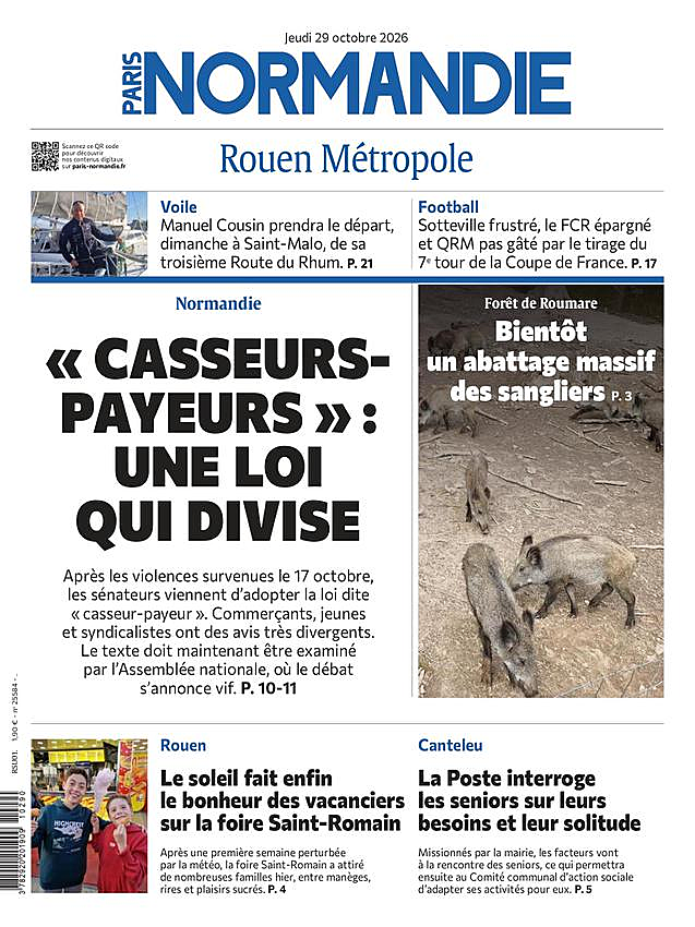 Une de Paris Normandie du jour - Presse 30 octobre 2026