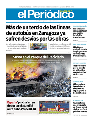 Prima pagina El Periódico Aragón di oggi - Quotidiano regional