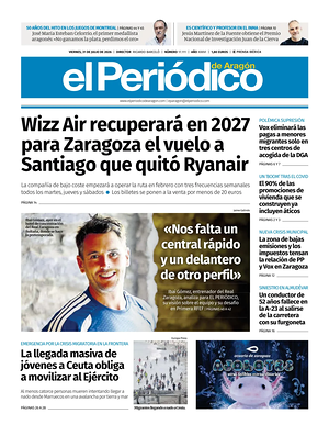 Prima pagina El Periódico Aragón di oggi - Quotidiano regional