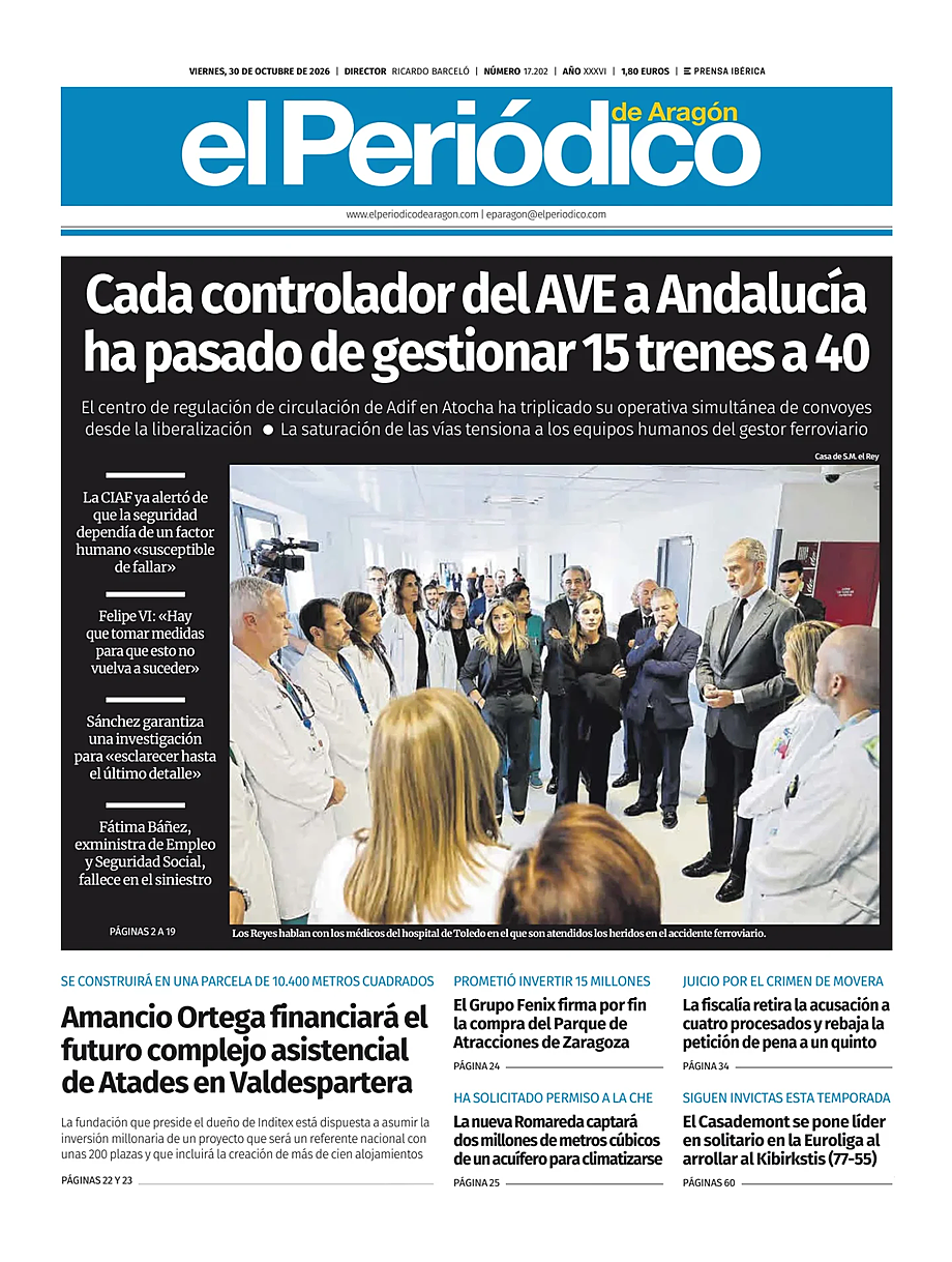 Portada El Periódico Aragón de hoy - Quiosco 30 octubre 2026