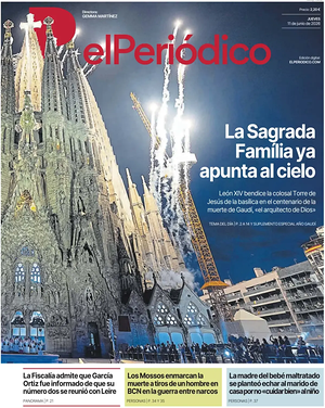 Prima pagina El Periódico de Catalunya di oggi - Quotidiano nacional