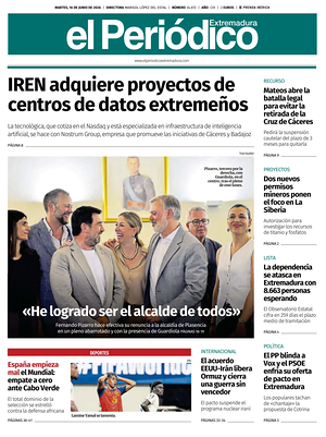 Prima pagina El Periódico Extremadura di oggi - Quotidiano regional