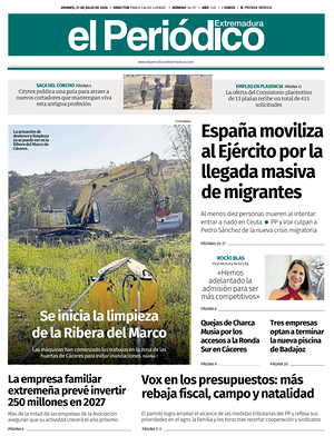 Prima pagina El Periódico Extremadura di oggi - Quotidiano regional