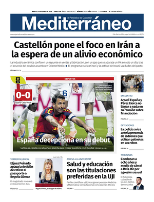Prima pagina El Periódico Mediterráneo di oggi - Quotidiano regional