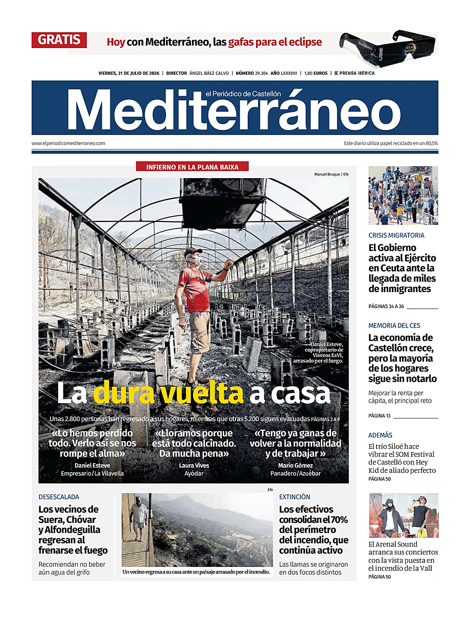 Portada El Periódico Mediterráneo de hoy - Quiosco 31 julio 2026