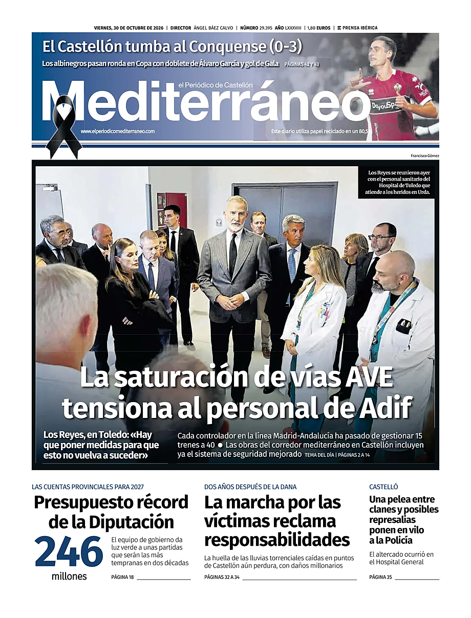 Portada El Periódico Mediterráneo de hoy - Quiosco 30 octubre 2026