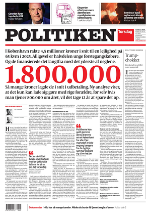 Prima pagina Politiken di oggi - Quotidiano estero