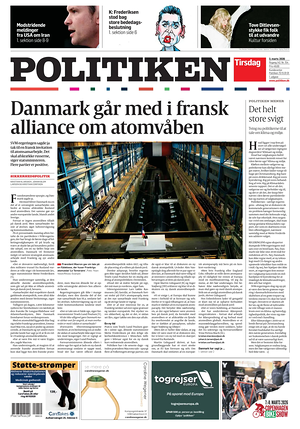 Prima pagina Politiken di oggi - Quotidiano estero