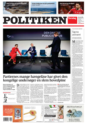 Prima pagina Politiken di oggi - Quotidiano estero