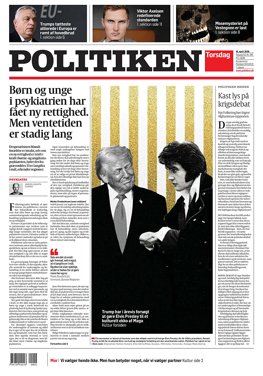 Prima pagina Politiken di oggi - Edicola 16 Aprile 2026