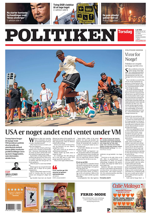 Prima pagina Politiken di oggi - Quotidiano estero
