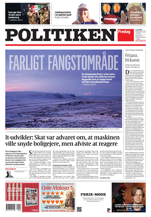Prima pagina Politiken di oggi - Quotidiano estero