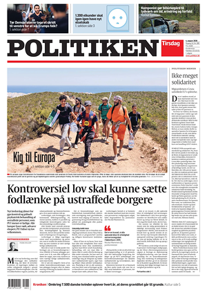 Prima pagina Politiken di oggi - Quotidiano estero