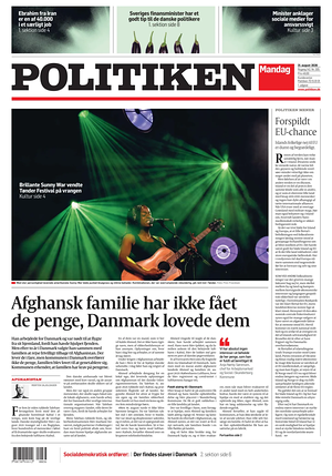 Prima pagina Politiken di oggi - Quotidiano estero
