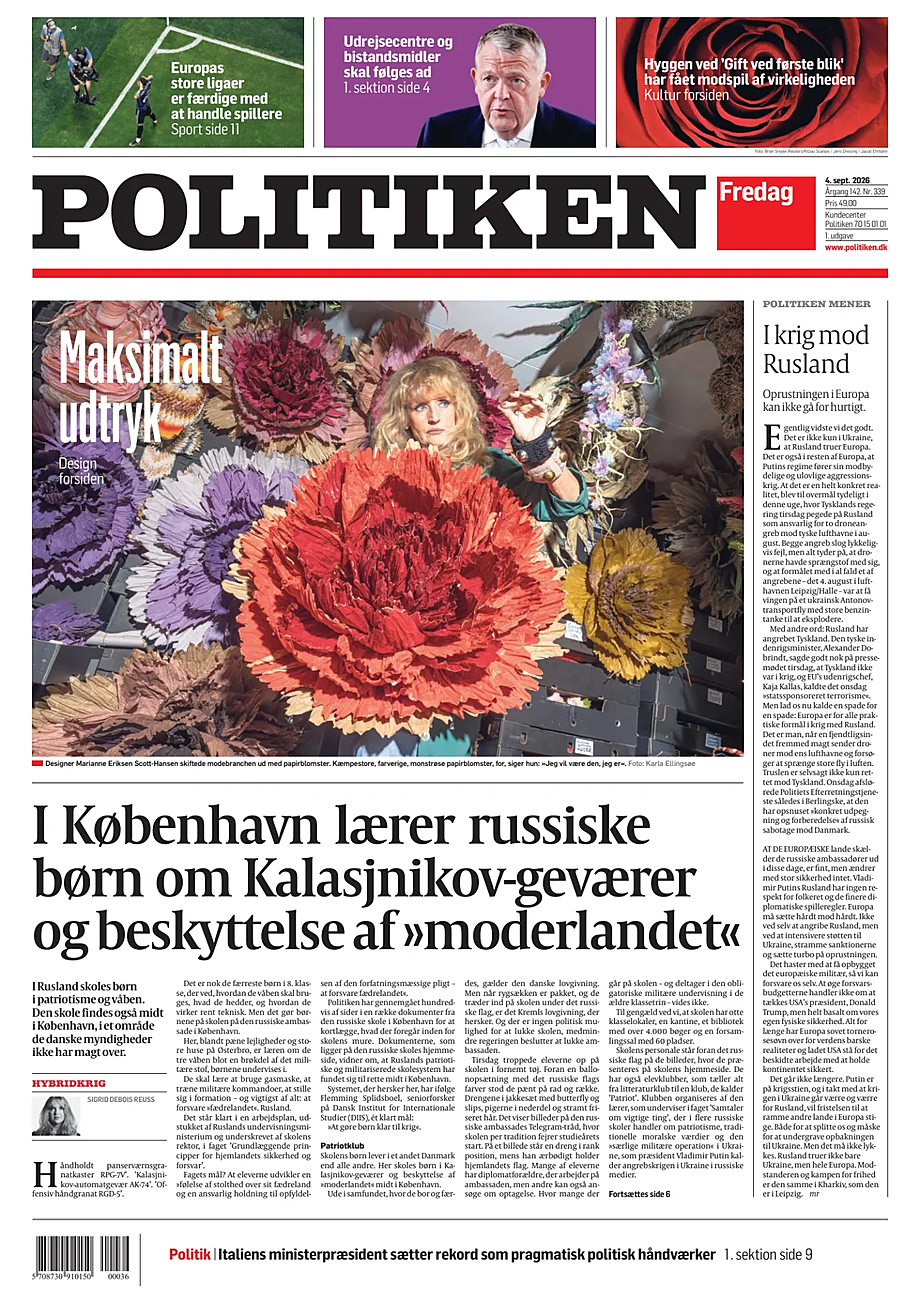 Prima pagina Politiken di oggi - Edicola 4 Settembre 2026