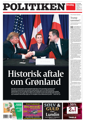 Prima pagina Politiken di oggi - Quotidiano estero