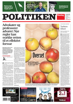Prima pagina Politiken di oggi - Quotidiano estero