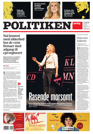 Prima pagina Politiken di oggi - Quotidiano estero