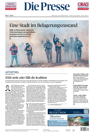 Prima pagina Die Presse di oggi - Quotidiano estero