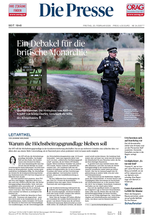 Prima pagina Die Presse di oggi - Quotidiano estero