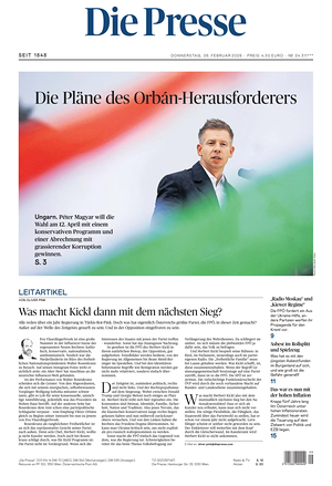 Prima pagina Die Presse di oggi - Quotidiano estero