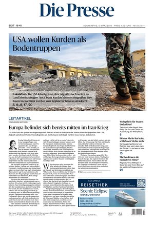 Prima pagina Die Presse di oggi - Quotidiano estero